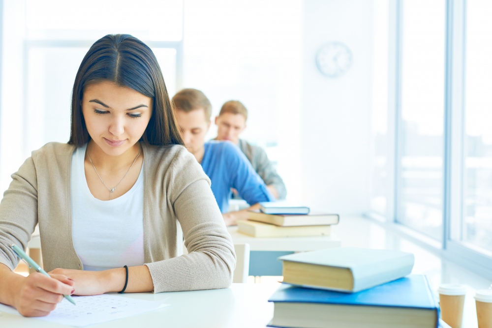 SAT Test, ACT Test, Assessment, GRE Test, GMAT Test, Entrance Exam, Students Take Test, Exam Room, Students Write Papers