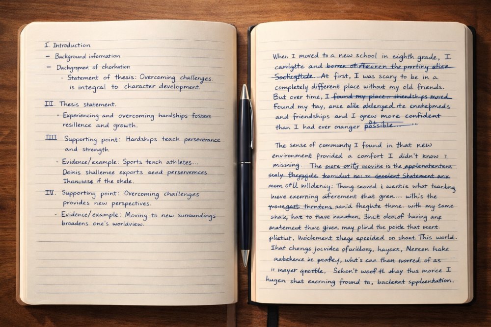 Comparison between academic essay structure and personal narrative essay style.