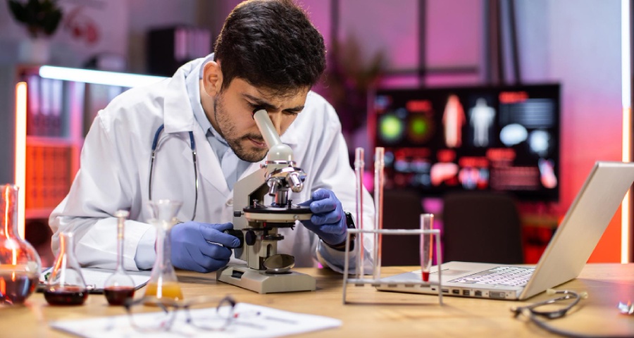 An image showing a student conducting scientific research