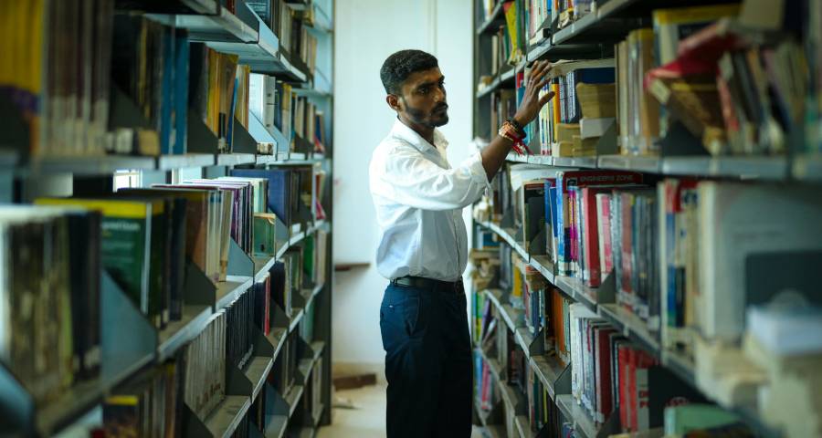 Students studying together in a library in India building their skills for global university aspirations