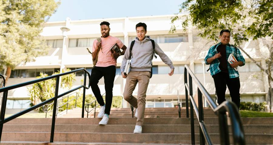 : Students socialising on a modern university campus — the vibrant and fast-moving social world Indian students enter in their first semester at an Ivy League university