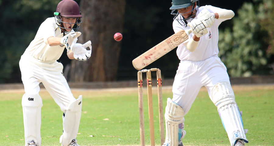 Young boys playing cricket together on a field — the team sport and sustained competitive experience that builds character visible in a strong Ivy League application